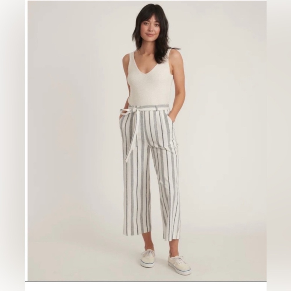 Marine Layer Franki Wide Leg hemp‎ Pant Stripe Sz M